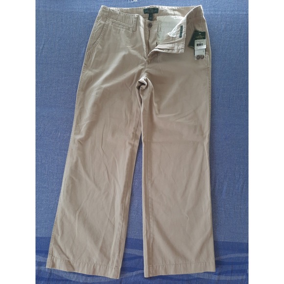 Lauren Ralph Lauren Pants - Lauren Ralph Lauren Biltmore Chino Pants Cream Cotton Khaki Wide Leg 12 NEW SEE